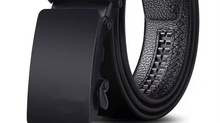 Black Ratchet Men's Belt Automatic Slide Buckle