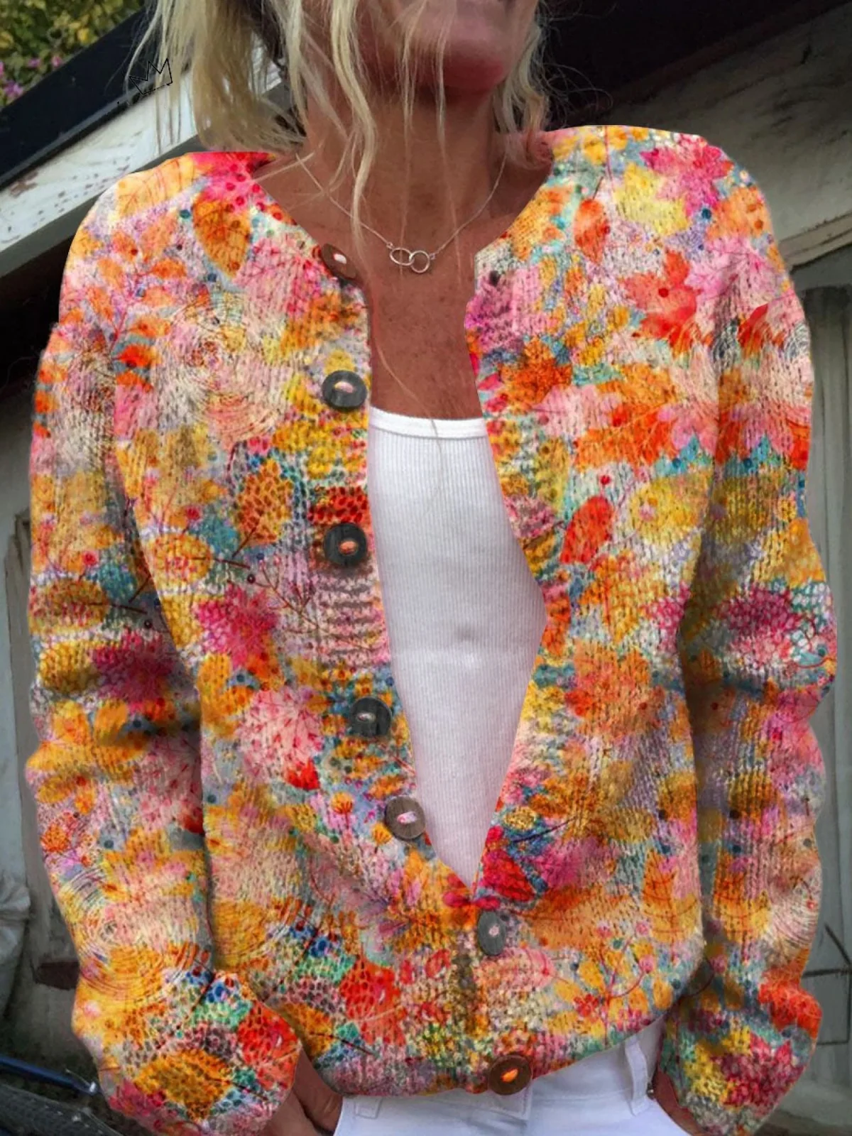 Florwyn | Women's Watercolor Floral Open Front Cardigan