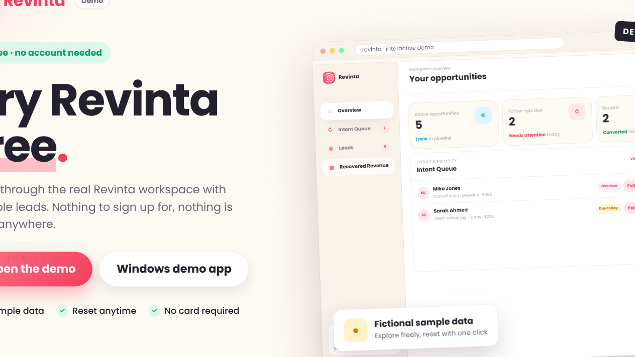 Revinta Demo - Windows App (Free)