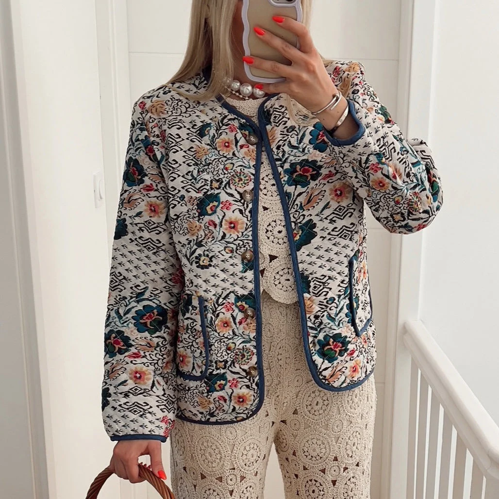 Mariveth | Women's Quilted Mixed-Print Blouse Jacket
