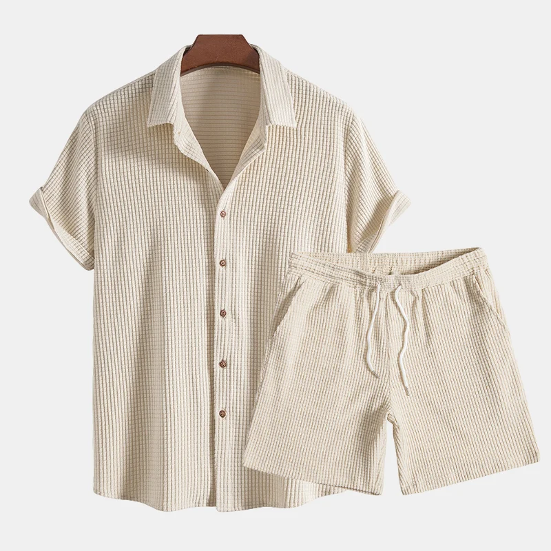 Edward | Men's Matching Shirt and Shorts Set with Textured Detailing