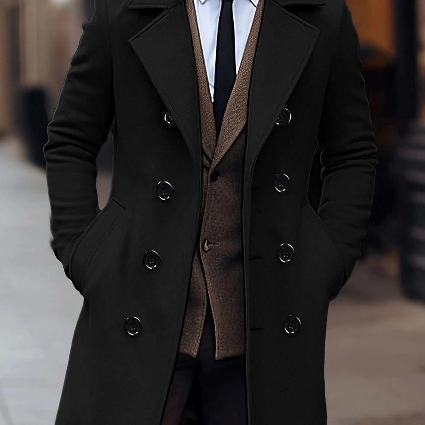 Radcourt | Men's Double-Breasted Tailored Wool Overcoat