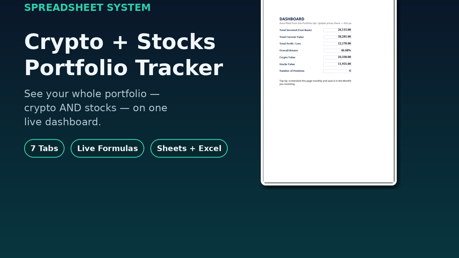 Crypto + Stocks Portfolio Tracker