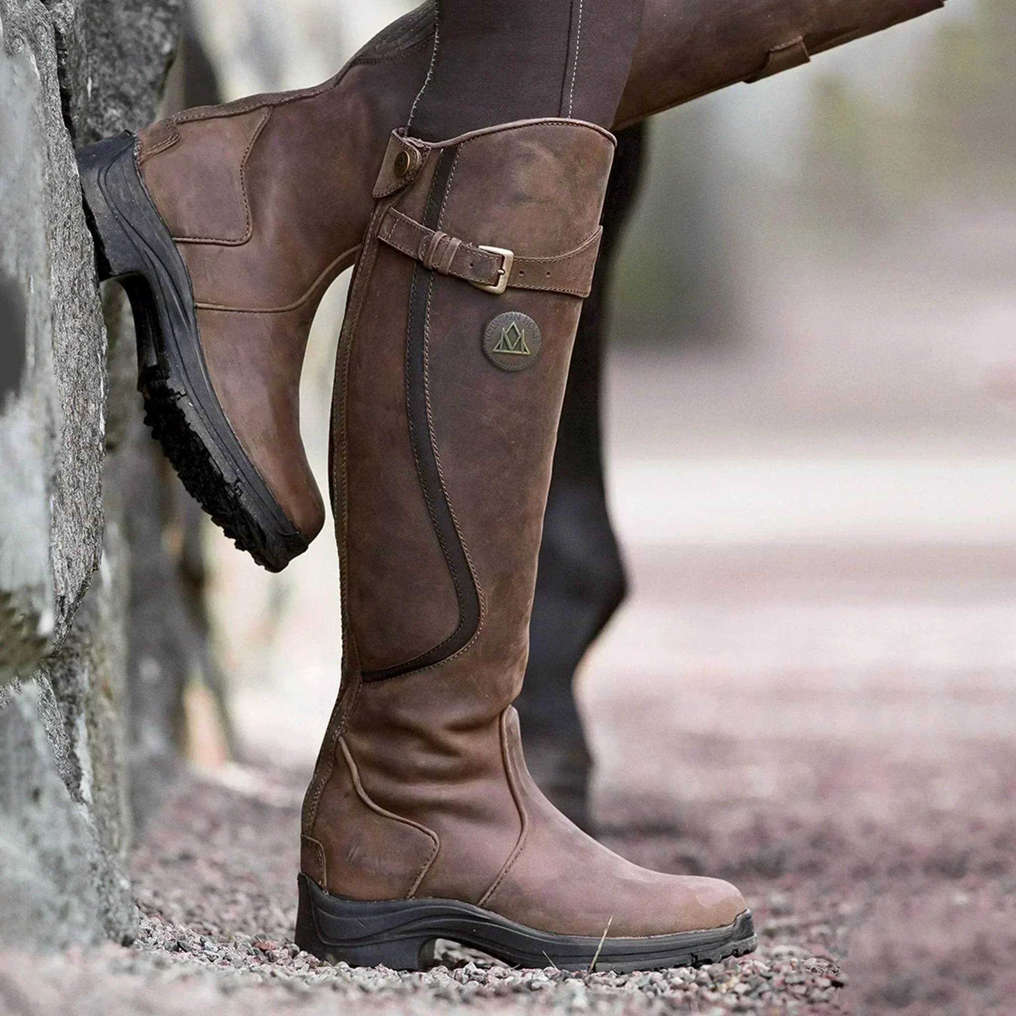 Delyra | Women's Knee High Boots in Black Leather with Cushioned Insole