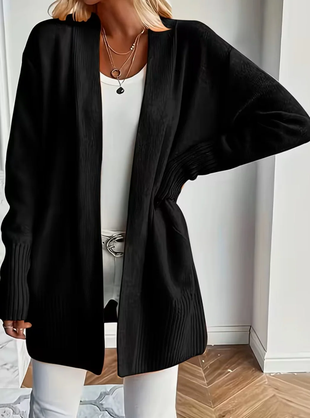 Lumwyn | Women's Relaxed Open-Front Knit Cardigan Sweater
