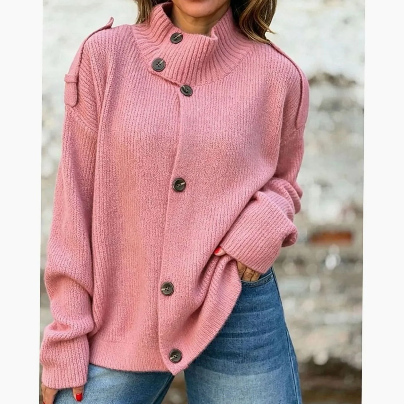 Orvella | Women's Oversized Button-Front Knit Cardigan