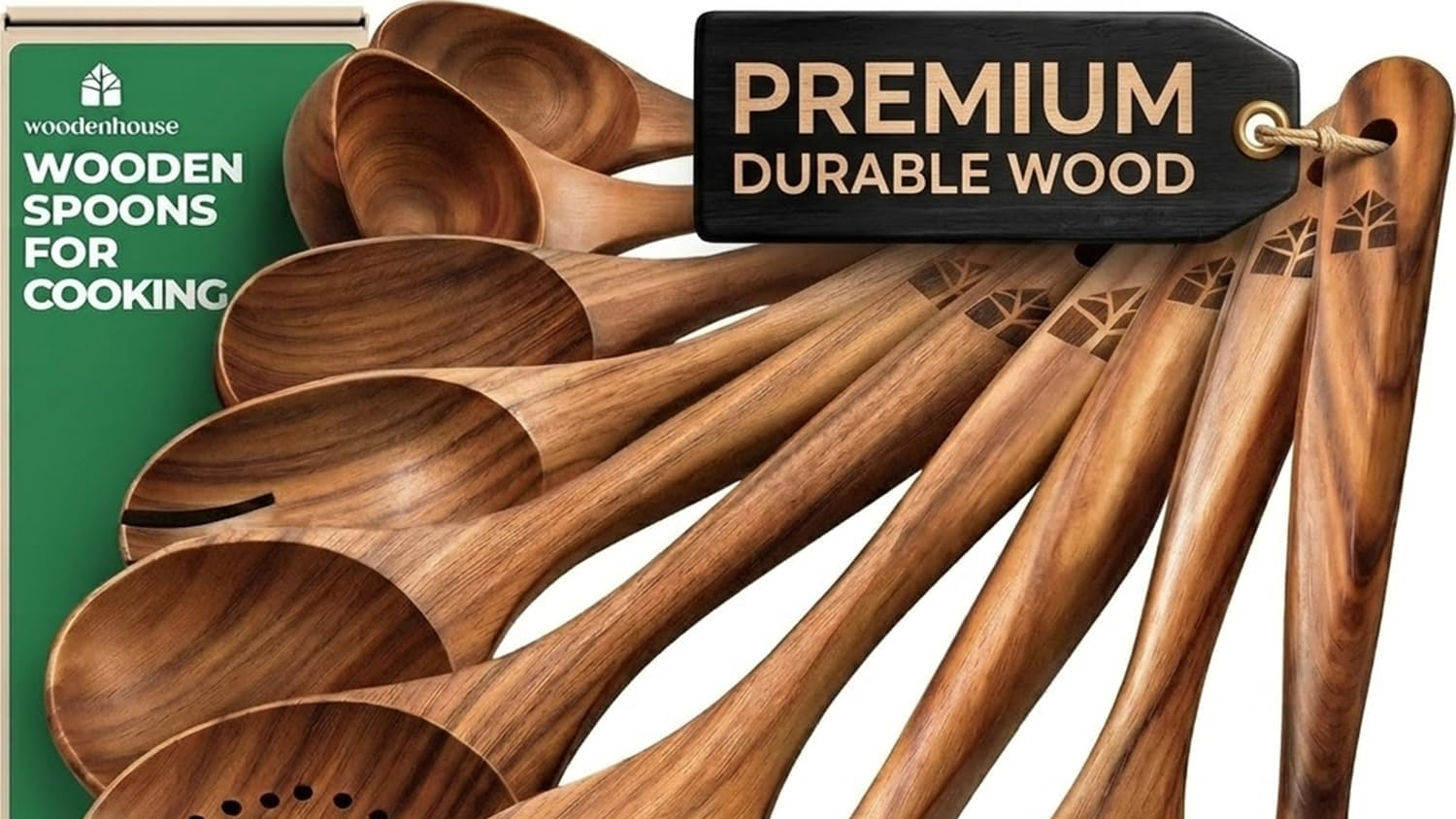 Wooden Spoons for Cooking – 10 Pcs Teak Utensils