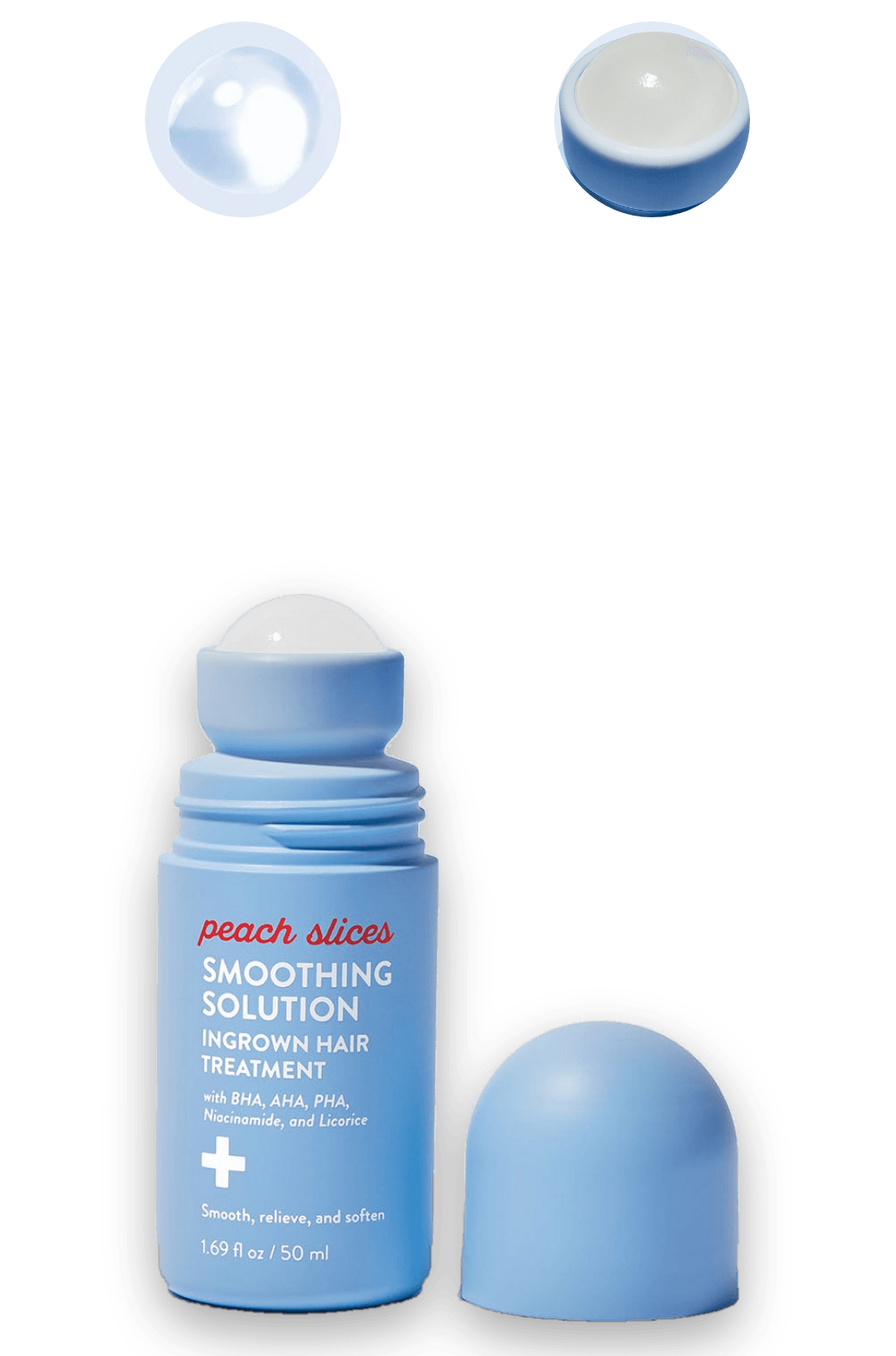 Peach Slices Smoothing Solution roll-on with its cap
