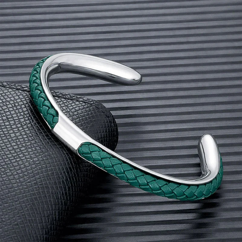 Woven Cord Men's Bracelet with Stainless Steel Frame | Stylish Accessory for Eve