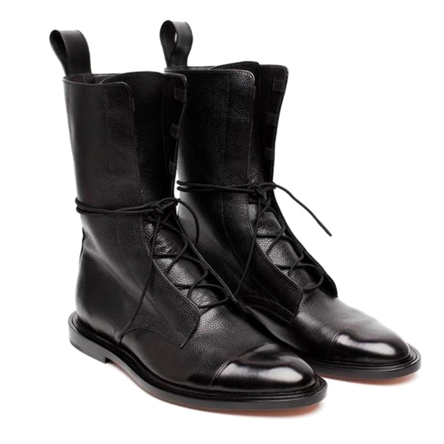 Calveth | Women's Cap-Toe Lace-Up Mid-Calf Combat Boots