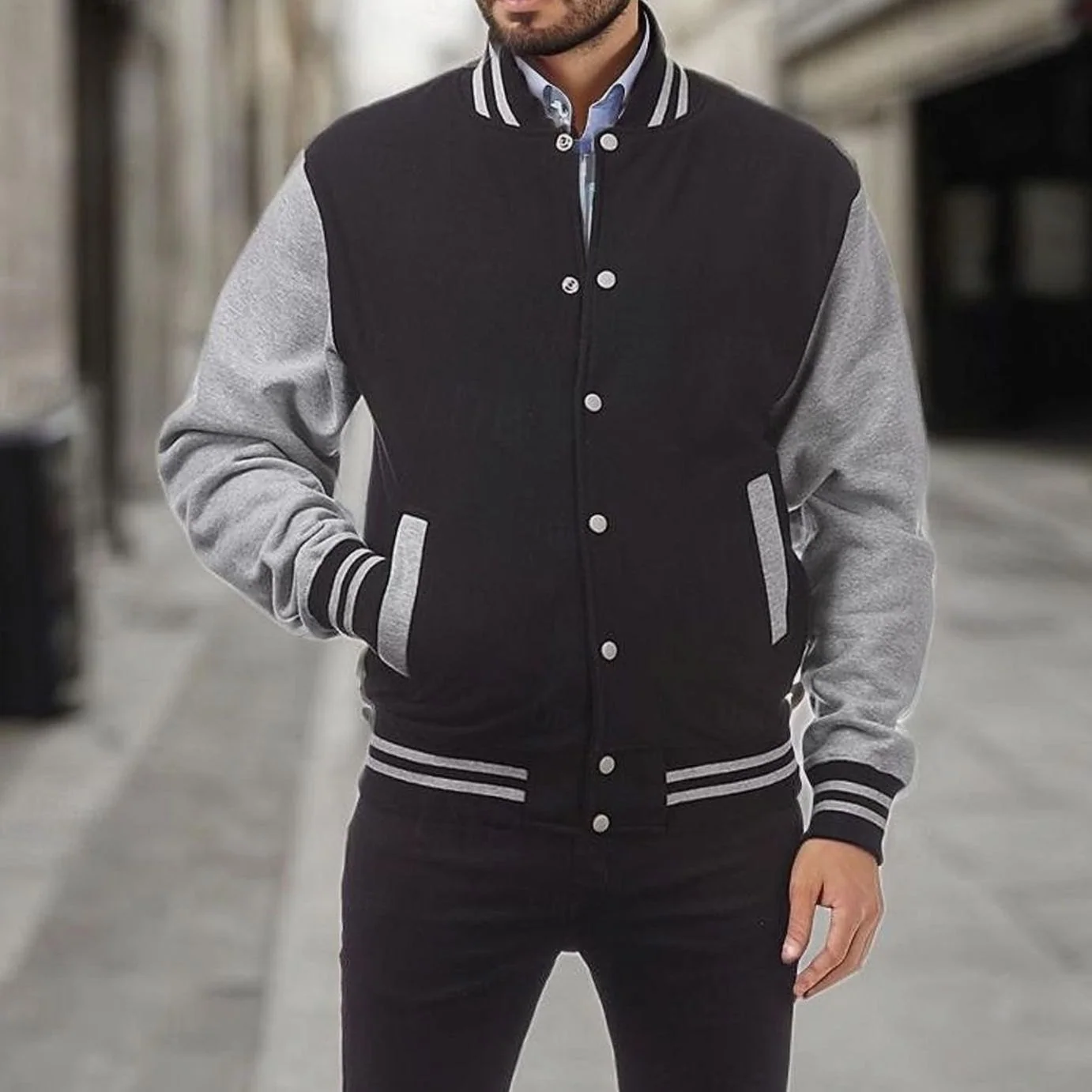 Arvyn | Men's Snap-Front Varsity Bomber Jacket