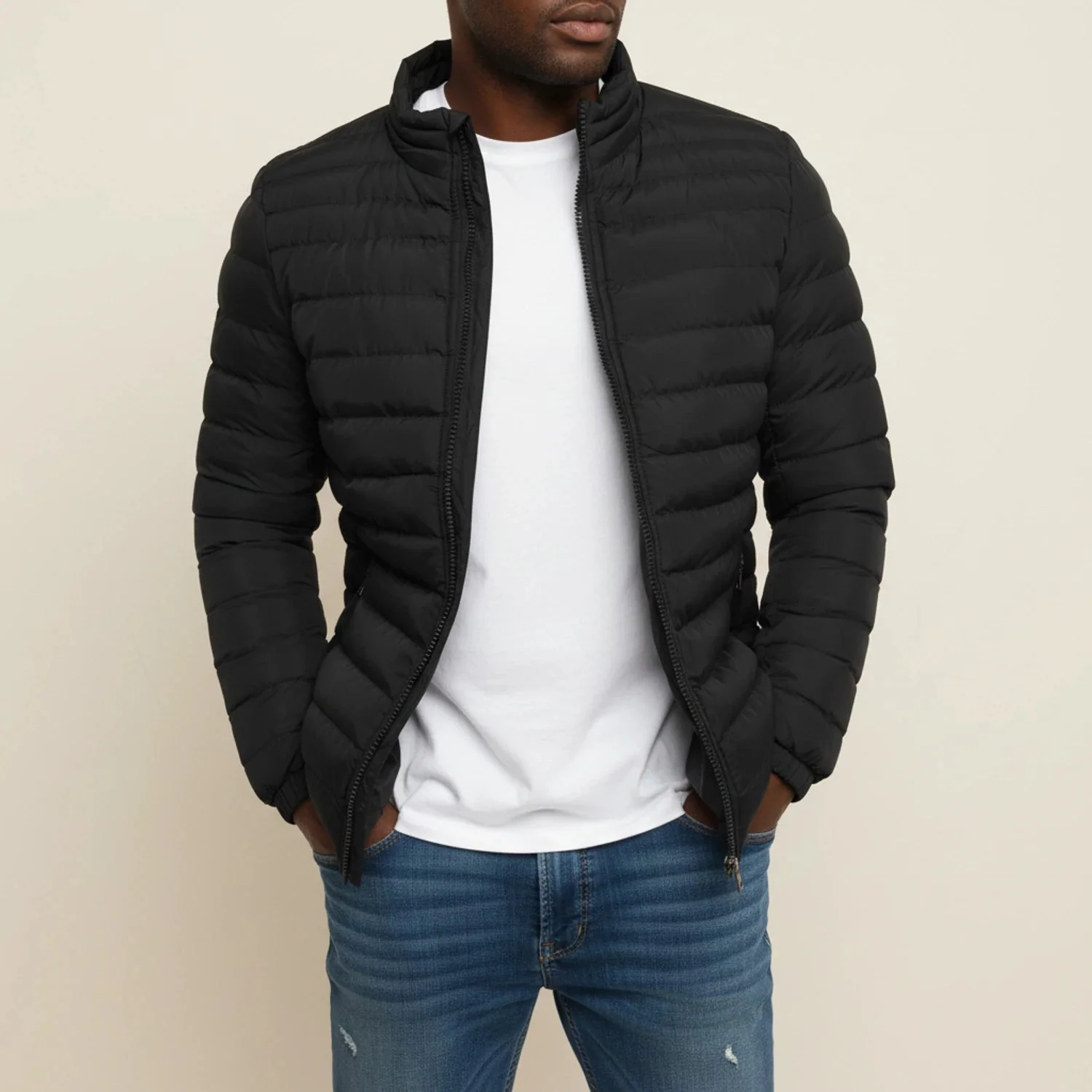Urban Style | Men's Lightweight Puffer Jacket with Zip-Up Closure