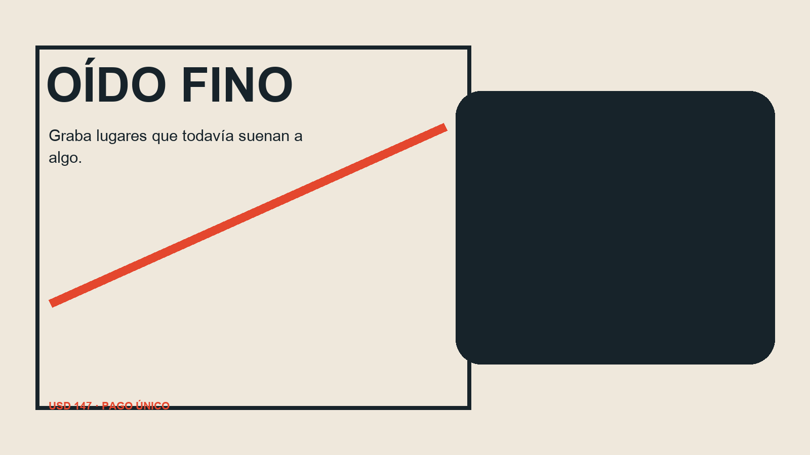 OÍDO FINO Graba lugares que todavía suenan a algo.