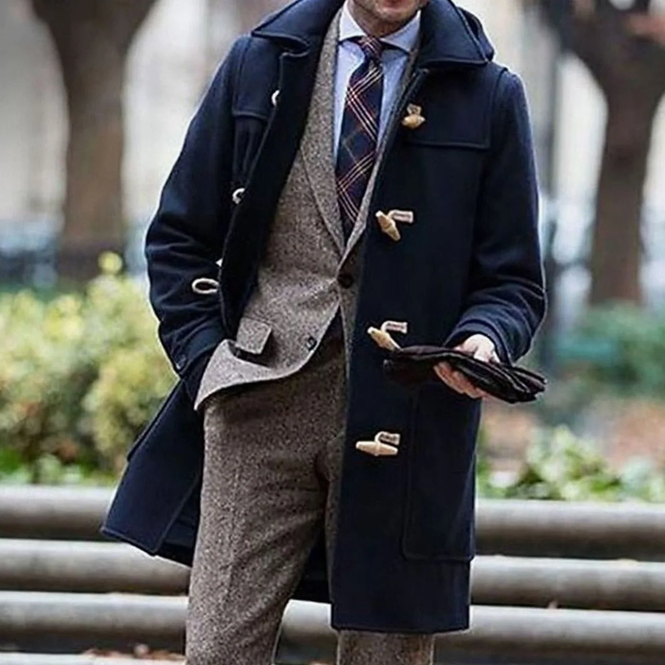 Caspian | Men's Wool Hooded Toggle-Closure Long Overcoat
