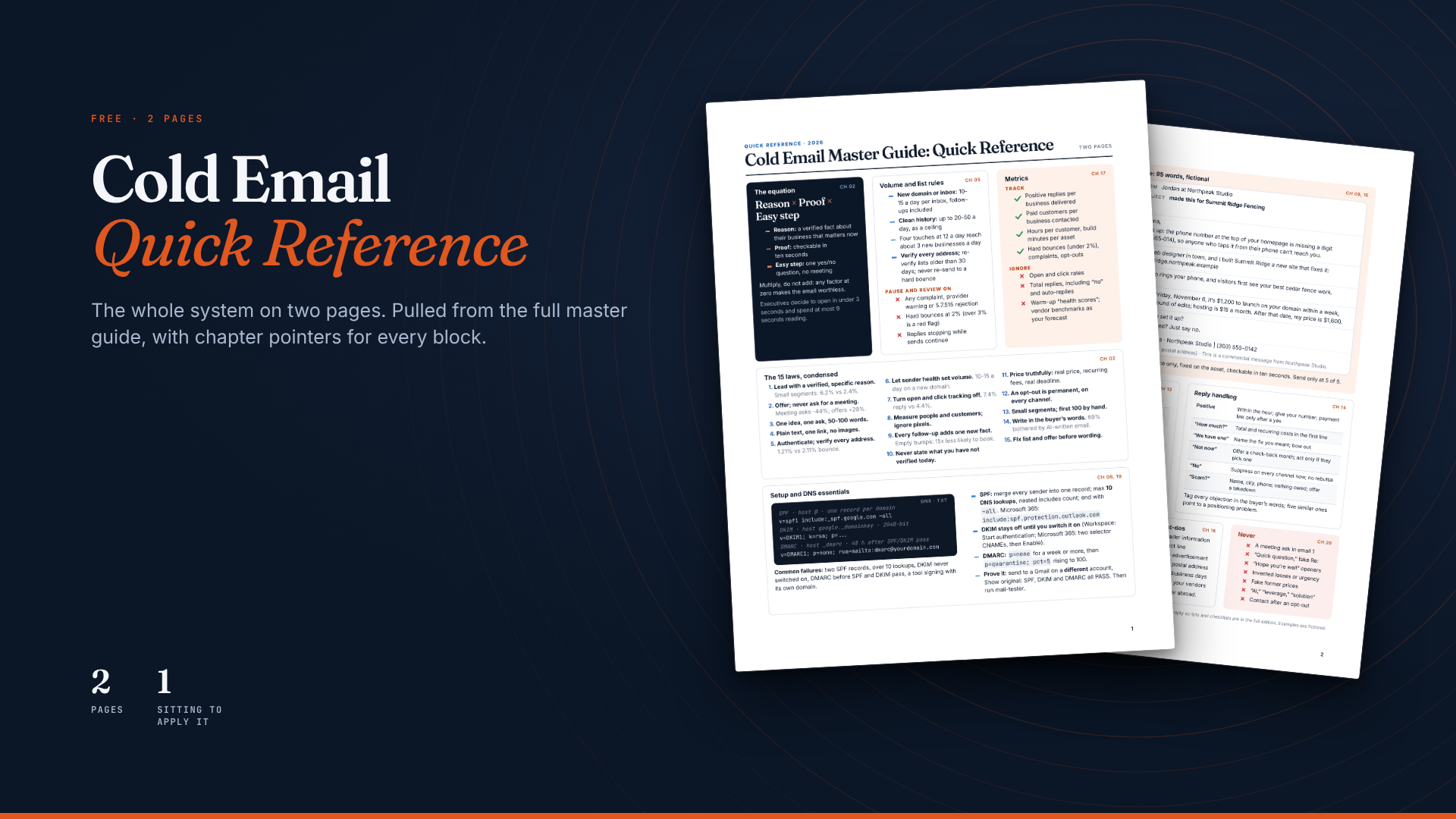 Cold Email Quick Reference 2026: The System on 2 Pages (Free)