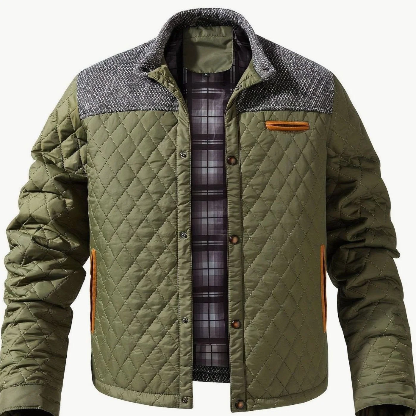 Men's Two-Tone Diamond Quilt Insulated Jacket
