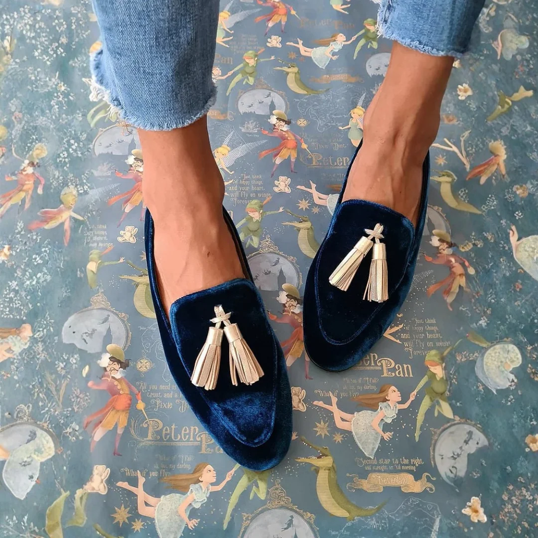 Loafers for Women with Champagne Tassels