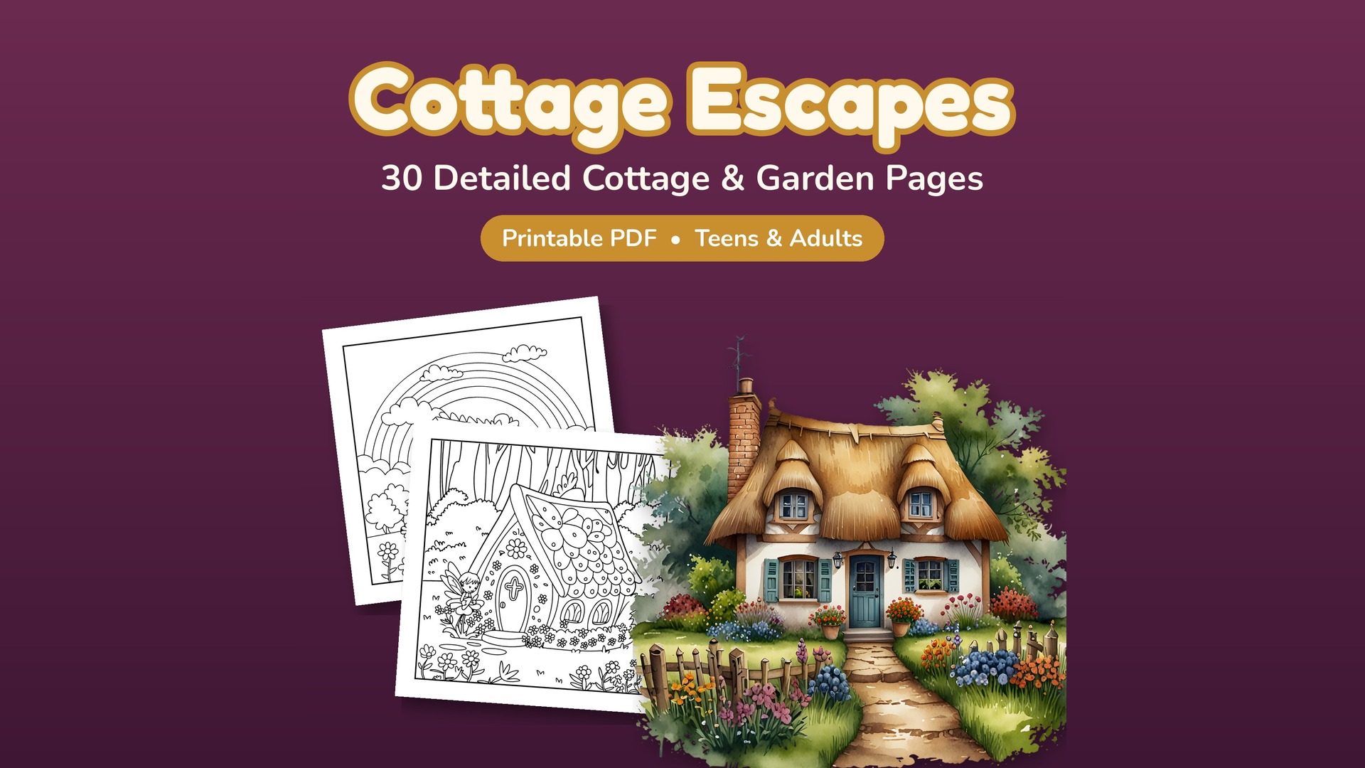 Cottage Escapes Coloring Book