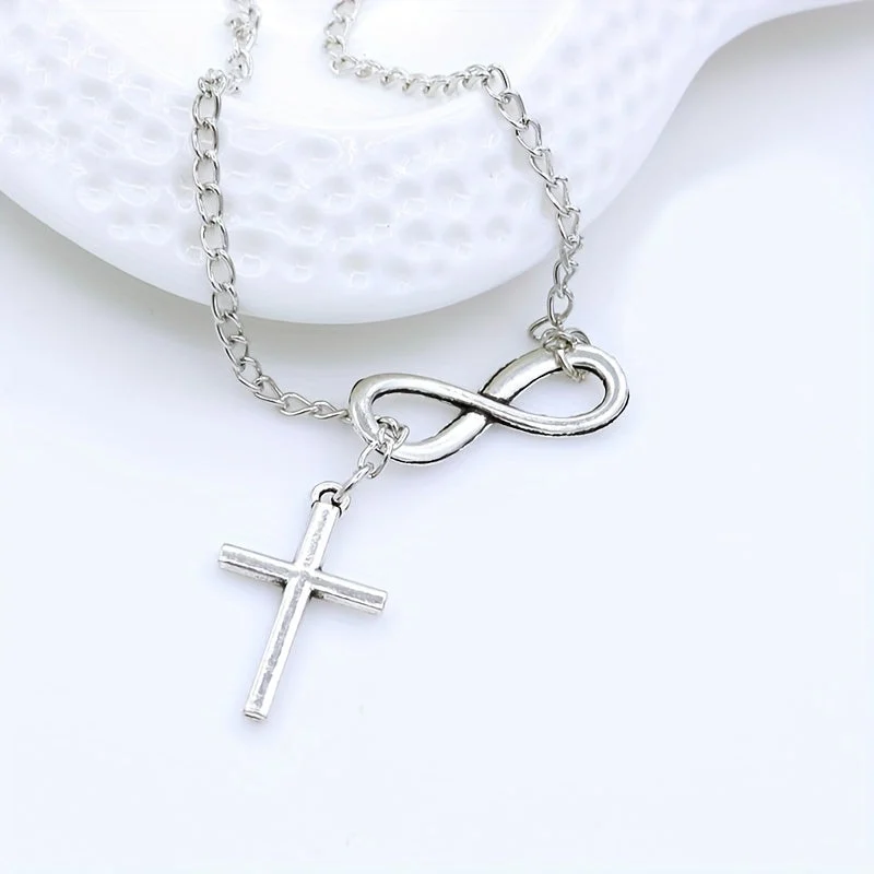 Eternal Cross Pendant Necklace | White Gold