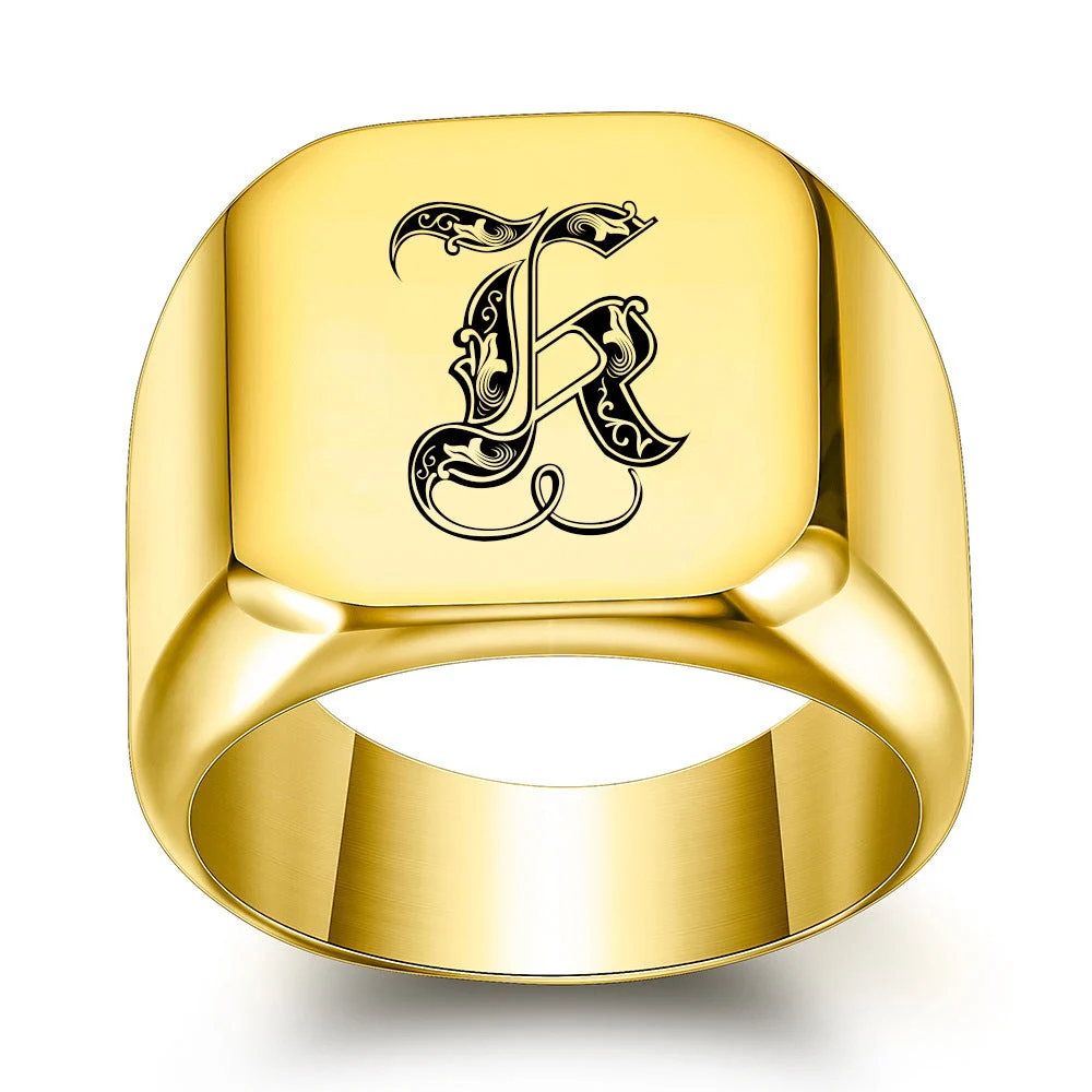 Classic Noble Initial Ring | Gold