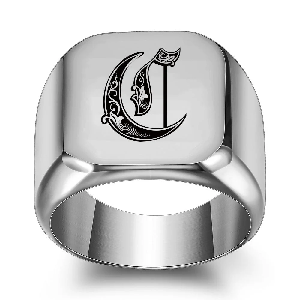 Classic Noble Initial Ring | White Gold