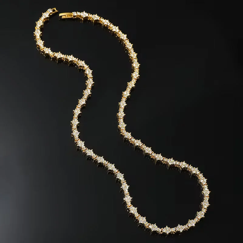 Classic Cluster Tennis Necklace | Gold