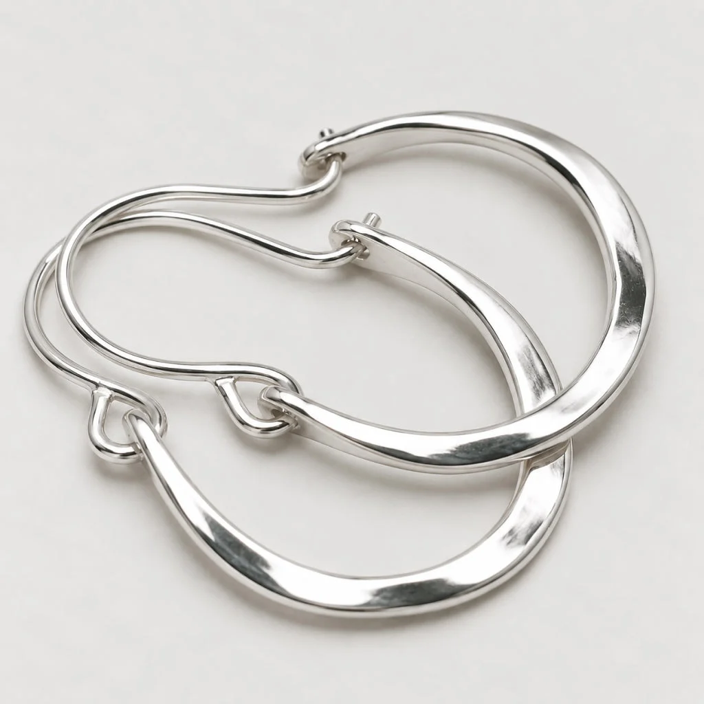 Lunar Halo Hoop Earrings | White Gold