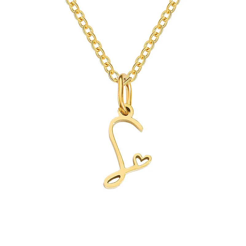 Heart Initial Necklace | Gold