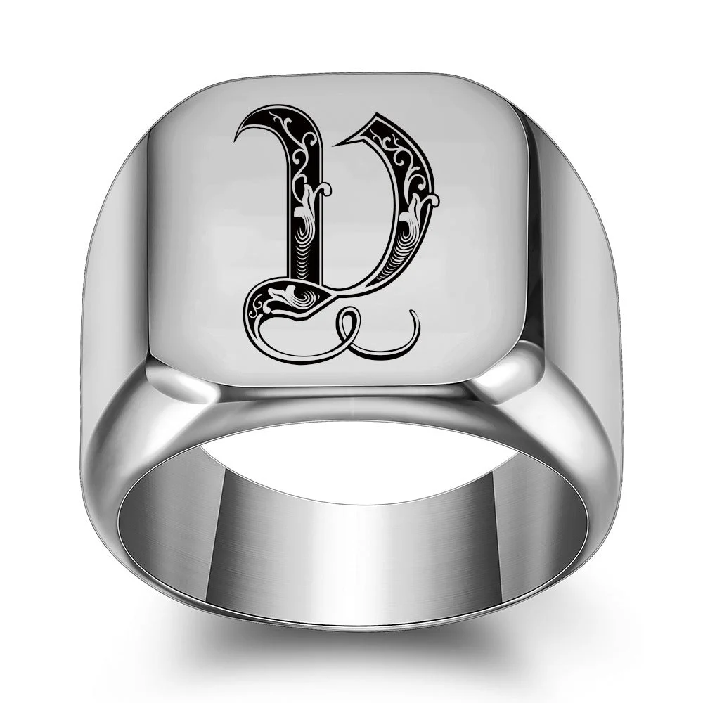 Classic Noble Initial Ring | White Gold