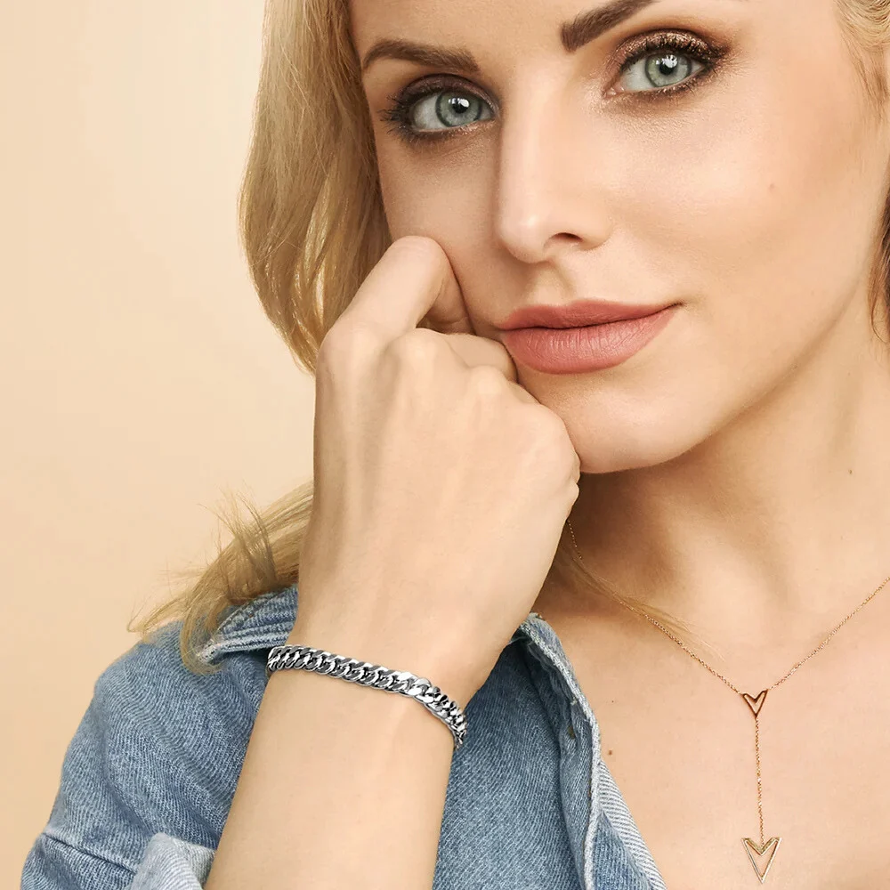 Estate Cuban Bracelet | White Gold