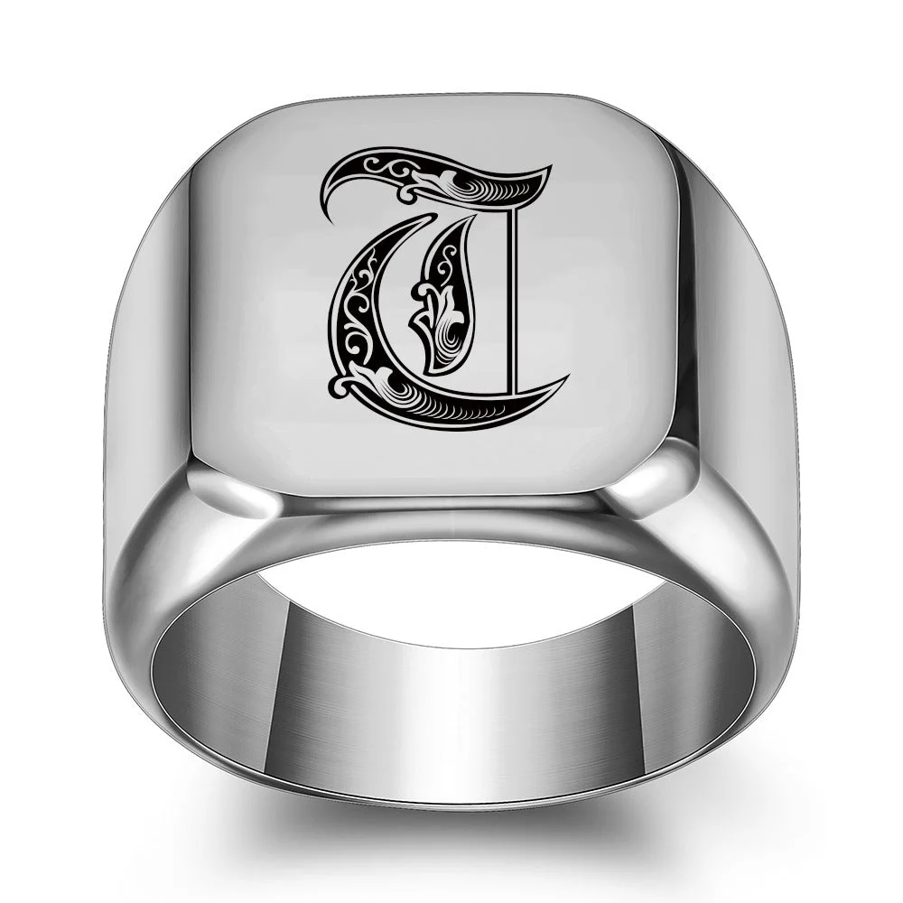 Classic Noble Initial Ring | White Gold