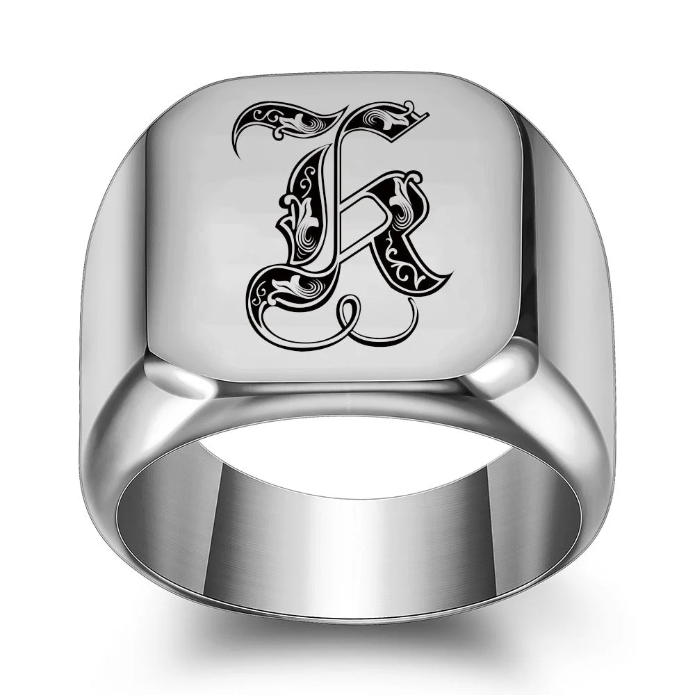 Classic Noble Initial Ring | White Gold