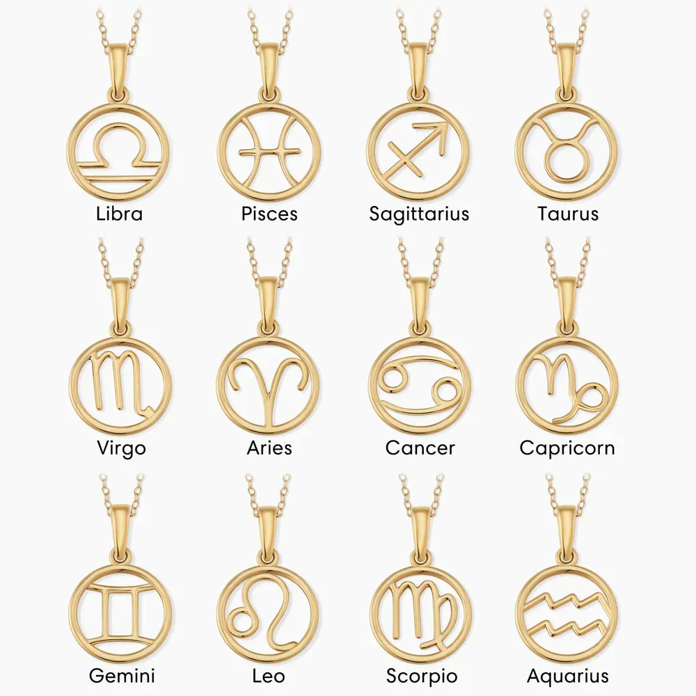 Zodiac sign necklace | White Gold