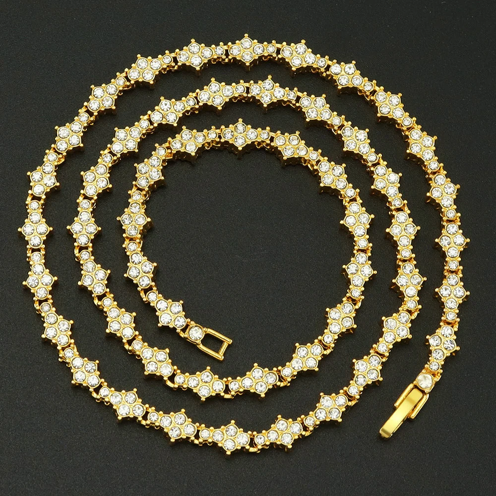 Classic Cluster Tennis Necklace | Gold