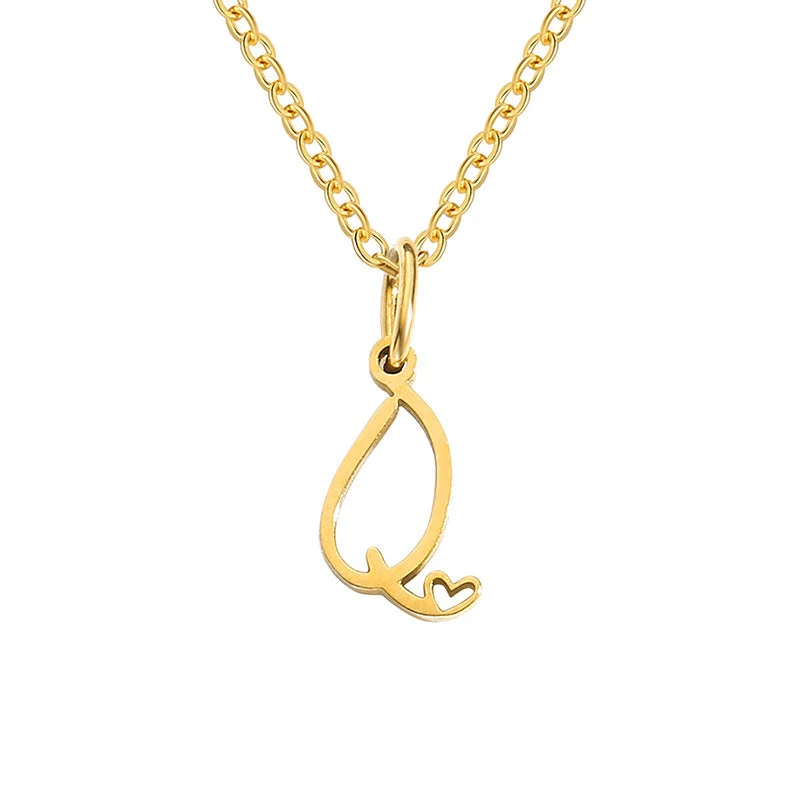 Heart Initial Necklace | Gold