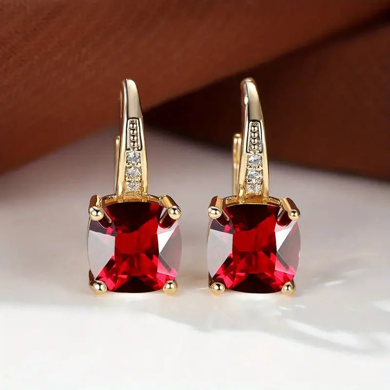 Mystic Sapphire Stone Hoop Earrings | Gold