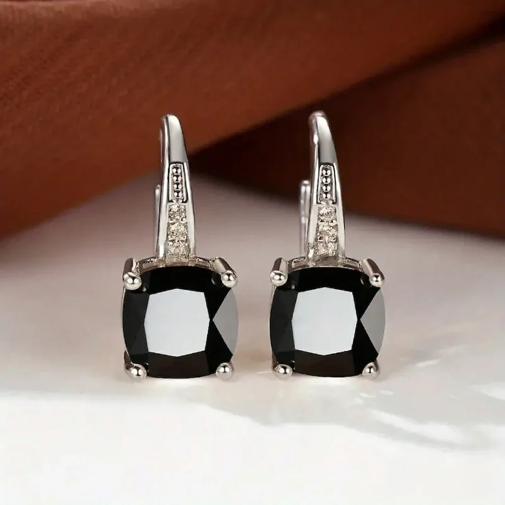 Mystic Stone Hoop Earrings | White Gold