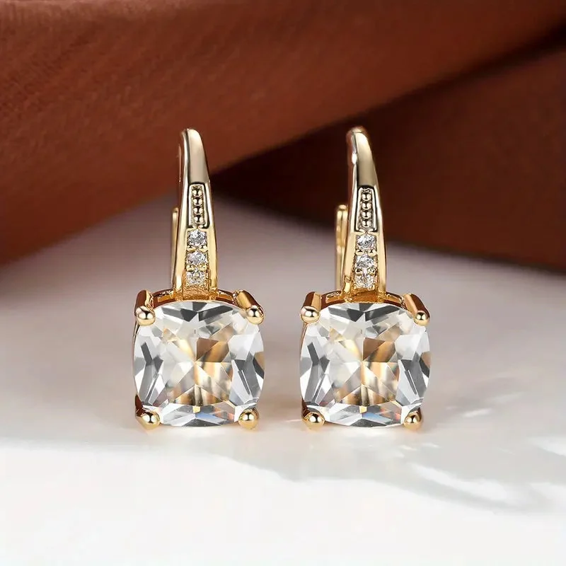 Mystic Sapphire Stone Hoop Earrings | Gold