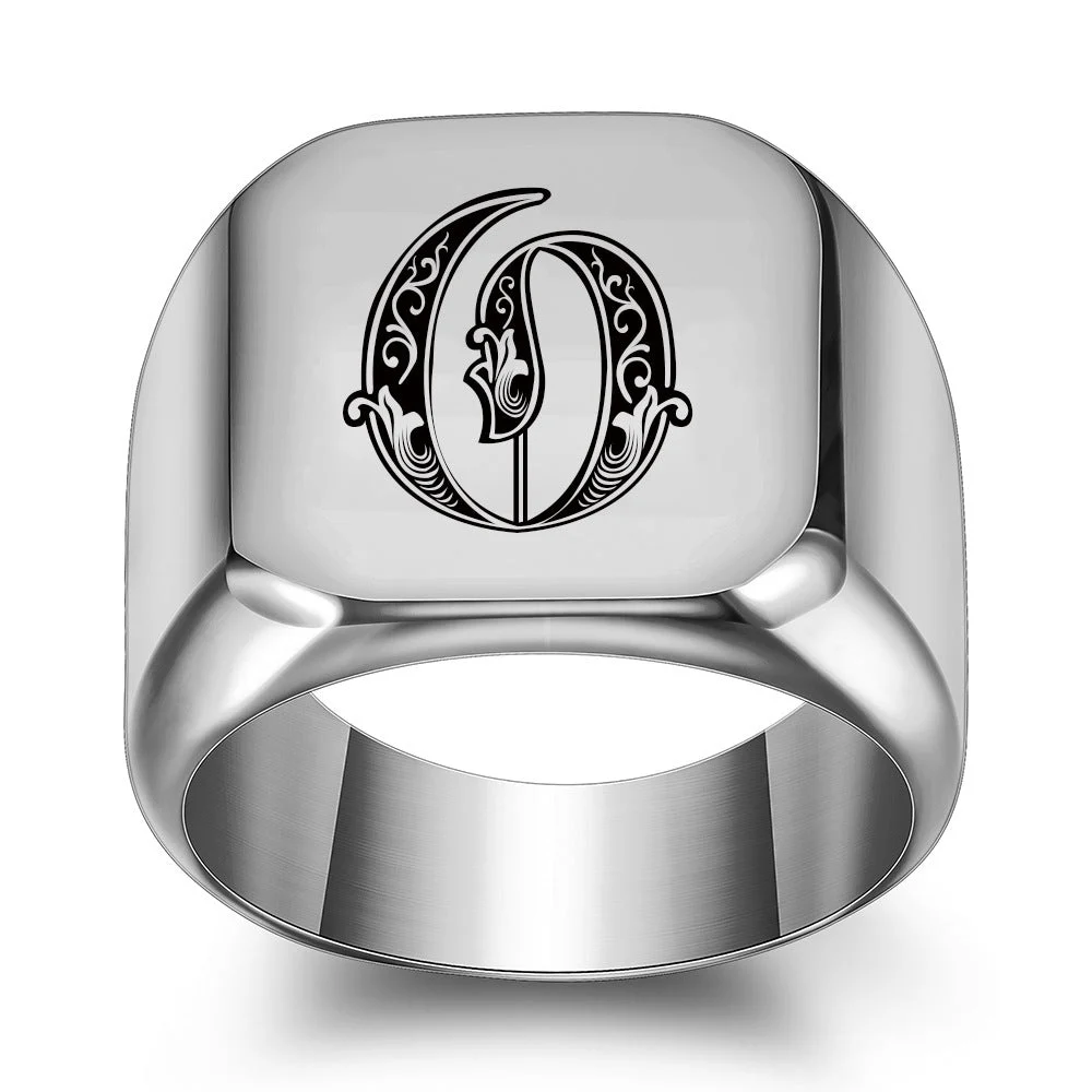 Classic Noble Initial Ring | White Gold