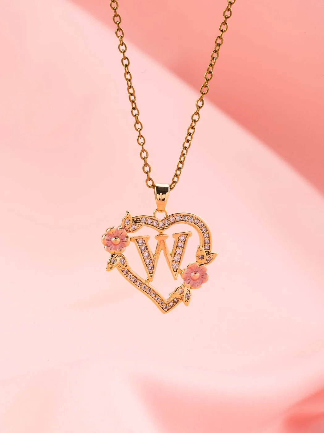Floral Charm Initial Necklace | Gold