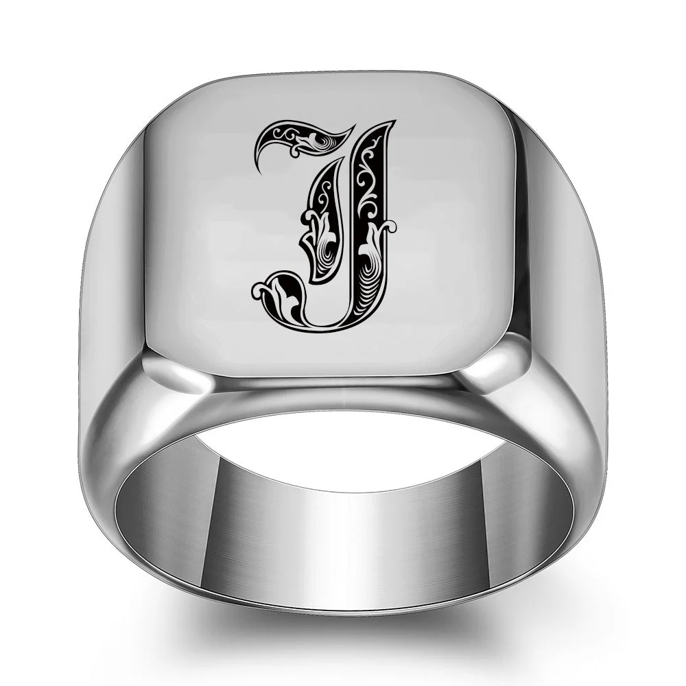 Classic Noble Initial Ring | White Gold