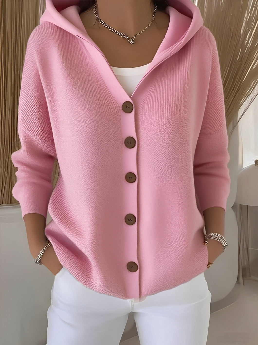 Cozy Long Sleeve Hooded Jacket with Relaxed Fit | Versatile Cardigan for Everyda