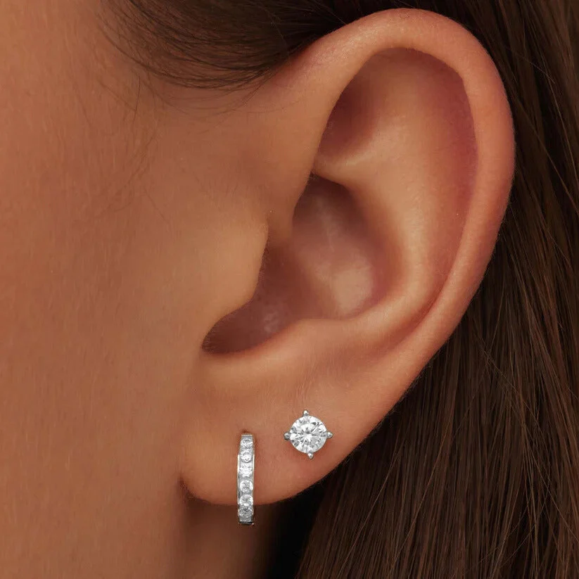 Dara Brillane Stone Earrings Set | White Gold