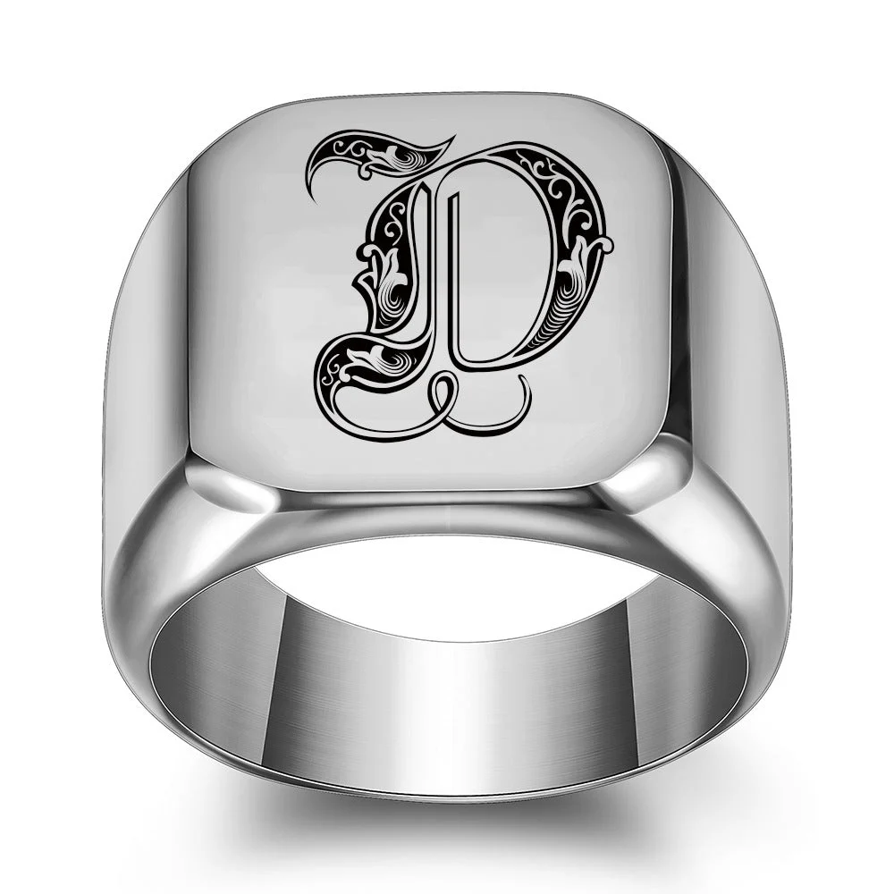 Classic Noble Initial Ring | White Gold