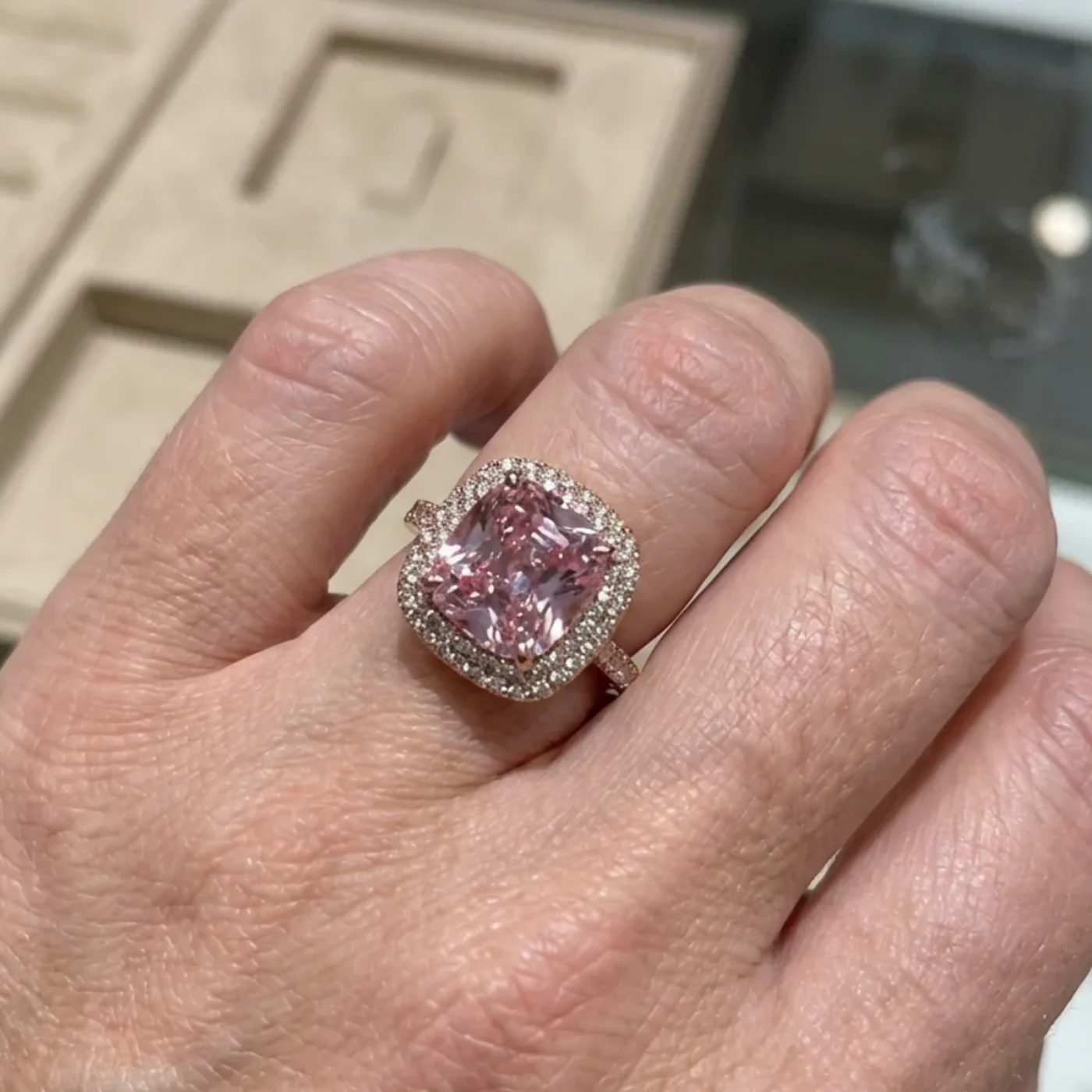 Cushion Pink Sapphire Ring | Gold