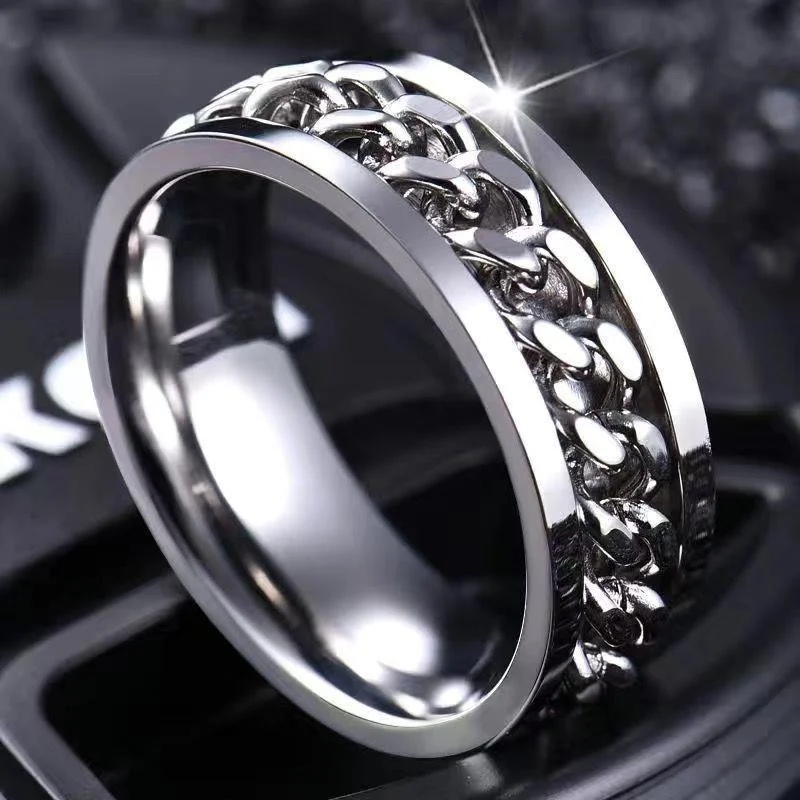 Vance Chain Spinner Ring | White Gold