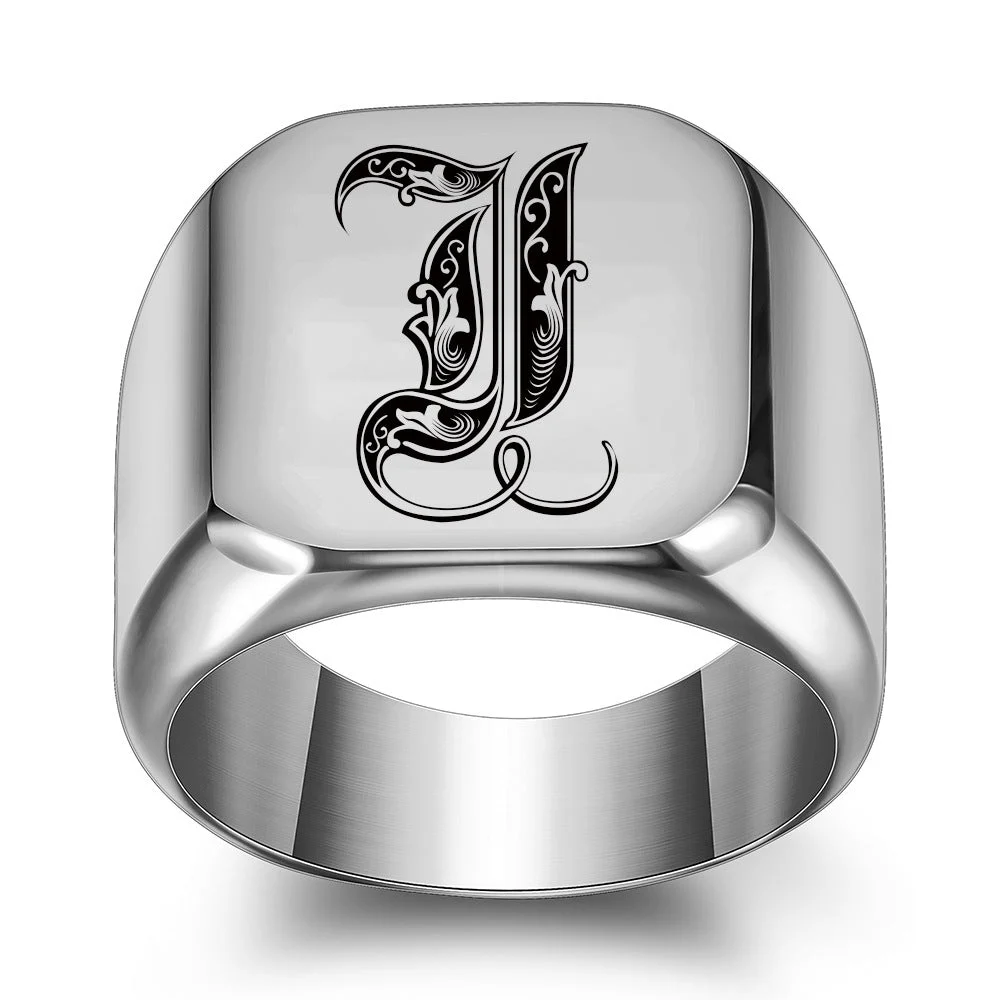 Classic Noble Initial Ring | White Gold