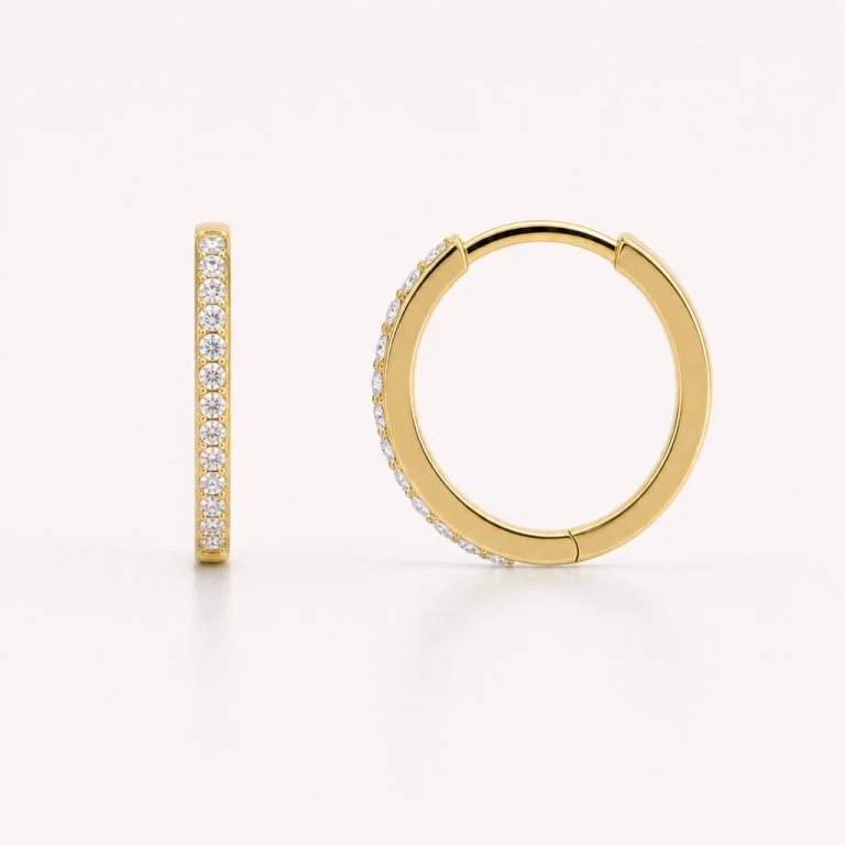 Pave Huggie Earrings | Gold
