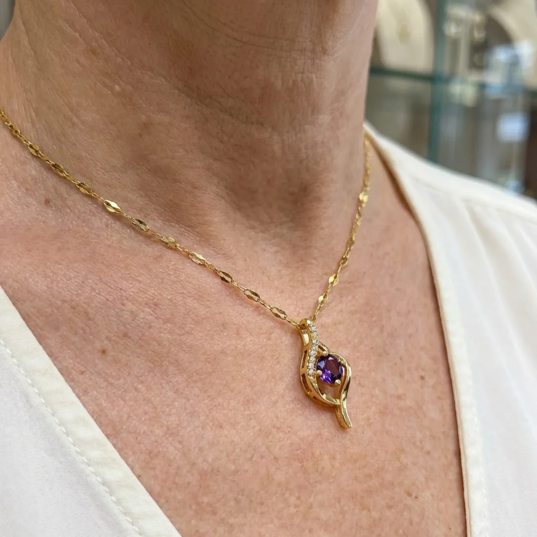 Vespera Amethyst Swirl Necklace | Gold