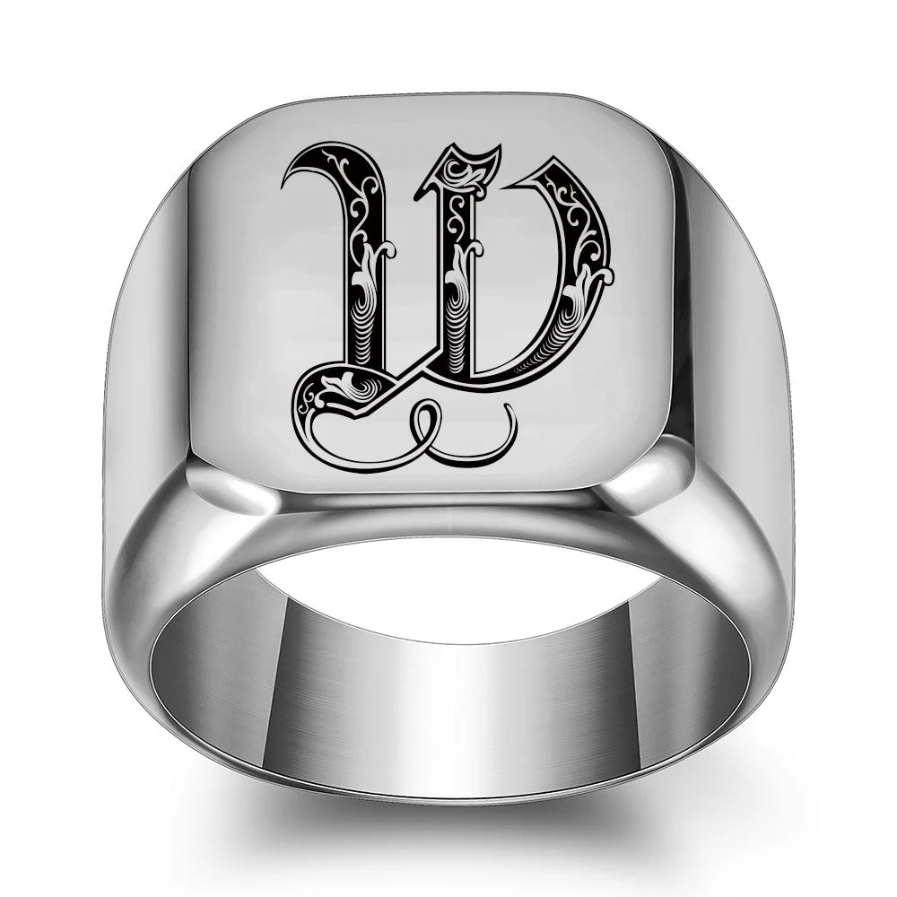 Classic Noble Initial Ring | White Gold